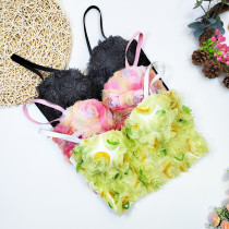 Women's Bustier Flower Mesh Cropped Top