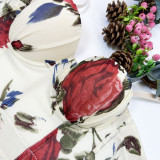 Floral Print Vest Over Fishbone Bralette Top
