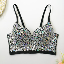 Beaded Deep V-neck Stage Performance Camisole