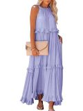2023 Summer Ruffled Long Dress Amazon Elegant Big Swing Beach Dresses