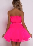 Strapless Tulle Dress with Butterfly Knot and Puffy Skirt
