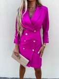 Elegant Women Dress Turn-Down Collar Comfortable Office Lady Style Suit Dress for Work
