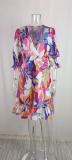 Women's Casual Dress Floral Print Fashion Elegant Ruffle Dress
