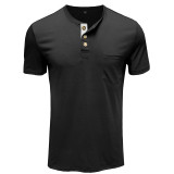 Men's Casual Henley Shirts Short Sleeve Fashion Classic Slim Fit Shirt Button Cotton Basic T-Shirt with Pocket