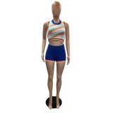Fashion Knit Sleeveless Vest High Waist Short Set