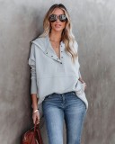 V-neck Hooded Bat Sleeve Sweater Loose Threaded Patchwork Top