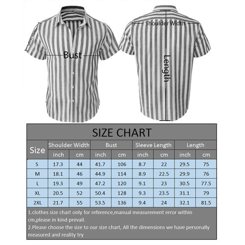 Men's Stripe Linen & Cotton Short Sleeve Shirt