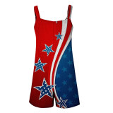 Casual Independence Day Flag Print Sling Bodysuits