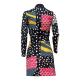 Casual Positioning Multicolor Print Club Dresses