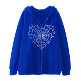 Spring/Autumn Cobweb Zipper Women's Casual Hoodie Sweatshirt
