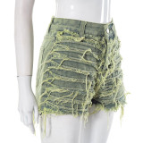 Summer Tassel Denim Shorts with Pocket