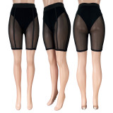 Sexy Nightclub Mesh Perspective Half Shorts with Panties