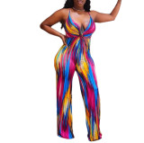 Casual Printed Straps One Piece Jumpsuit