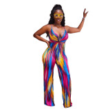 Casual Printed Straps One Piece Jumpsuit