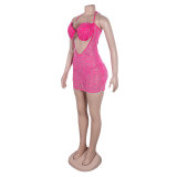2023 Sexy Women Dress Hot Drill Tassel Cut Out Bodycon Slim Backless Party Night Clubwear Sleeveless Mini Dresses For Women Vestidos