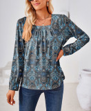 Floral Long-Sleeve Square Neck Top - Women