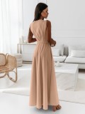 Women Sexy Deep V Neck Pleated Cocktail Party Maxi Dress Sleeveless Formal Evening Gowns