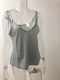 Womens Plus Size Womens Glitter Strappy Hot Stamping Tank Tops Ladies Sexy Cami Vest Clubwear