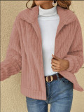 Womens Long Sleeve Zip Up Front Warm Casual Pit Plush Jacket Outwear Cardigan