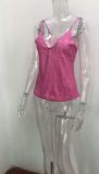 Womens Plus Size Womens Glitter Strappy Hot Stamping Tank Tops Ladies Sexy Cami Vest Clubwear