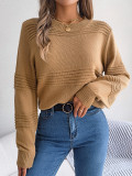 Autumn/Winter Casual Round Neck Long Sleeve Knitted Pullover Sweater