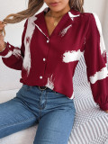 Autumn/Winter Contrast Color Striped Tailored Collar Long Sleeve Shirts