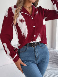 Autumn/Winter Contrast Color Striped Tailored Collar Long Sleeve Shirts