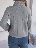 2023 Autumn/Winter Casual Turtleneck Twist Long Sleeve Knitted Pullover Sweater Amazon Women's Clothing