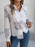 Autumn/Winter Printed Letter Tailored Collar Long Sleeve Shirts