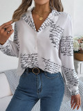 Autumn/Winter Printed Letter Tailored Collar Long Sleeve Shirts
