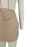 Solid Color Zipper Casual Tooling Mini Skirt