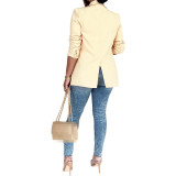 Solid Color Long Sleeve Lapel Inner Casual Wear Outerwear