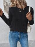 Women's Blouse Long Sleeve Regular Sleeve Blouses Round Neck Hollow Out Casual Solid Color Loose