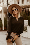 Women Fashion V-Neck Long Sleeve Blouse Shirt Solid Casual Loose Tops