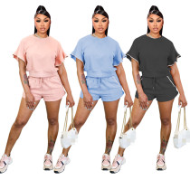 Loose Short Sleeve Casual Two Piece Short Set