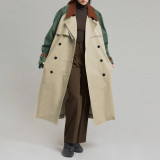 Lace-Up Double-Breasted Lapel Loose Spring Autumn Women's Trench Coat with Belted