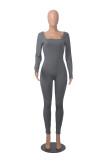 Womens Long Sleeve Jumpsuits Pit Yoga Workout One Piece Bodycon Jumpsuit Solid Outfits Sport Clubwear
