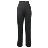 Spring New High Waist Slim Fit Casual Pants Career Style Black Pencil Pants