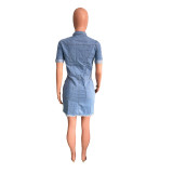 Flap Pocket Button Front Denim Dress in 2023