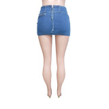Liesbeth Skirts Sexy Slim Heart Pocket Denim Bodycon Mini Skirt