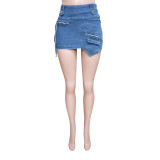 Liesbeth Skirts Sexy Slim Heart Pocket Denim Bodycon Mini Skirt