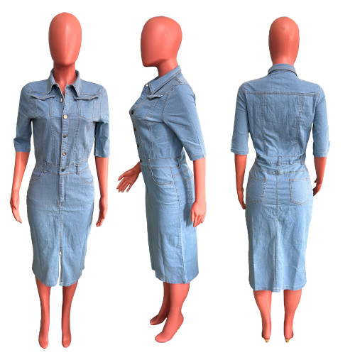 Women Clothes Latest Denim Dresses Casual Women Jeans Dresses