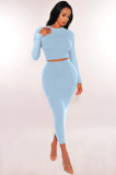 Women Long Sleeve Top and Bodycon Skirt Two Piece Set