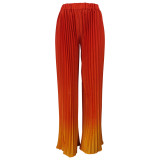 Women Gradient Pleated Wide Leg Loose Trousers 2023 Fashion Vintage Skirt Style Pants