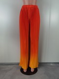 Women Gradient Pleated Wide Leg Loose Trousers 2023 Fashion Vintage Skirt Style Pants