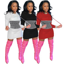 2023 Autumn Fashion Stitching Striped Casual Club Dresses