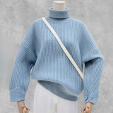 Autumn/Winter Solid Color Turtleneck Cashmere Jumper Loose Knitted Sweater