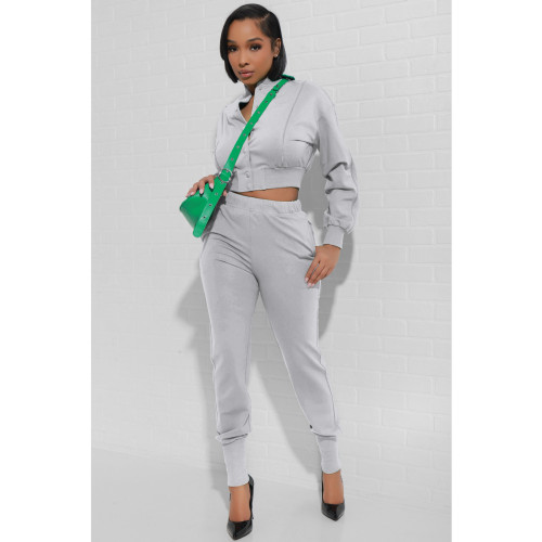 Women's Style Zip-Up Casual Two Piece Pants Set