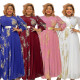 Muslim Dresses Women Fashion Kaftan Boubou Chiffon Dress Butterfly Print Long Sleeve Ankara Dashiki Party Gown