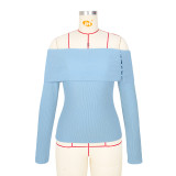 Women's Off Shoulder Long Sleeve Top Elegant Solid Color Blouse Streetwear